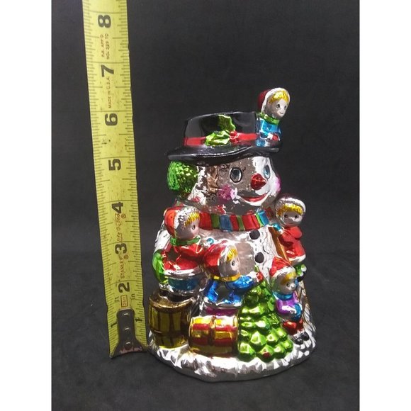 Vintage unique metallic radko pacconi style snowman children votive candle - Picture 6 of 12